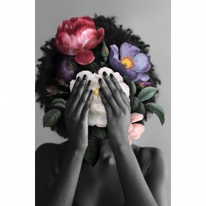 Quadro Mulher Negra Floral Artístico