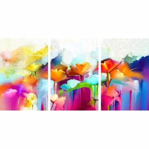 Quadro Abstrato Flores Coloridas Artístico Mosaico
