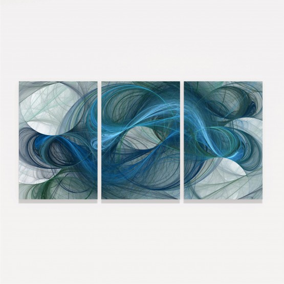 Quadro Abstrato Arte Linhas Orgânicas em Azul