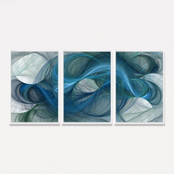 Quadro Abstrato Arte Linhas Orgânicas em Azul