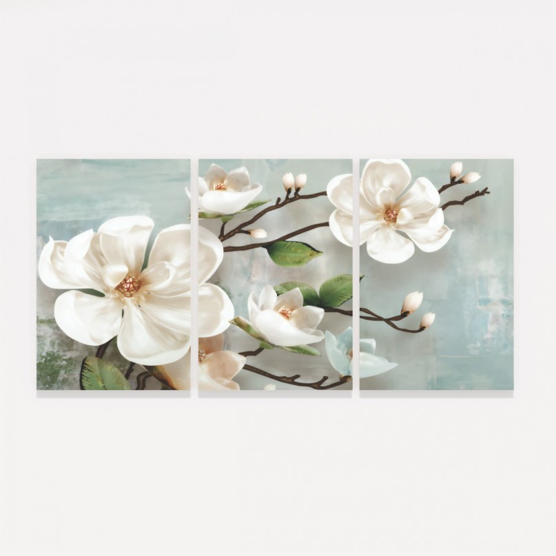 Quadro Decorativo Flores Brancas Abstrato