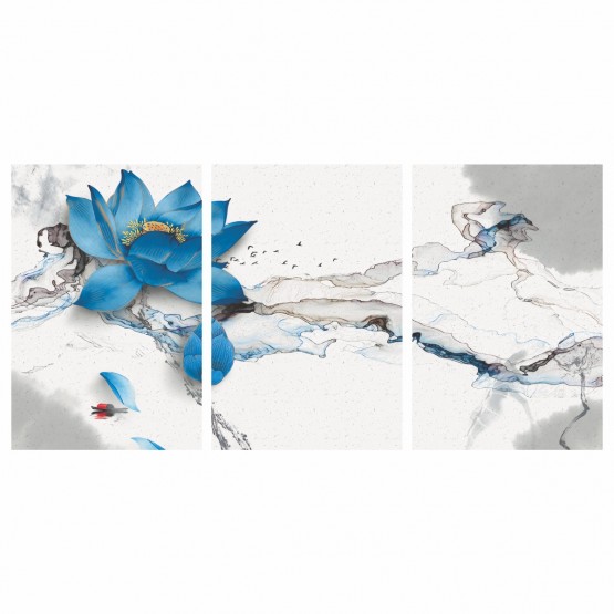 Quadro de Flor Azul Artístico em Abstrato