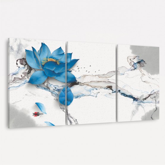 Quadro de Flor Azul Artístico em Abstrato