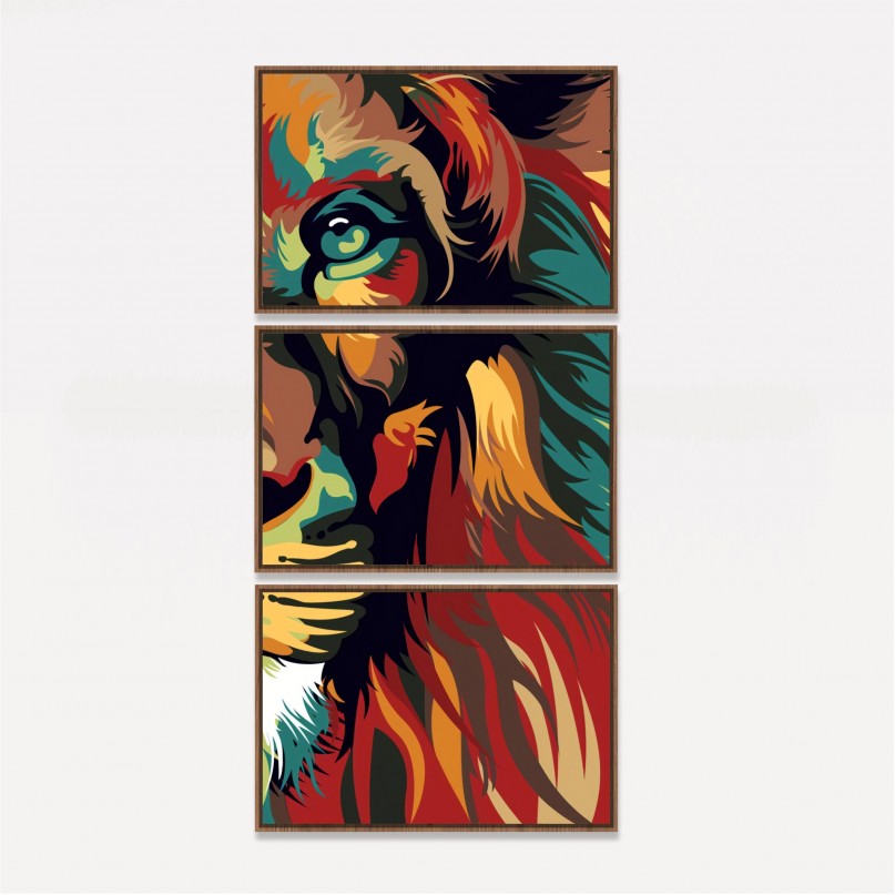 Quadro Leão de Judá em Arte Colorida - Vertical
