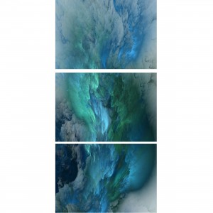 Quadro Arte Nuvens decorativa em Azul Trio Vertical