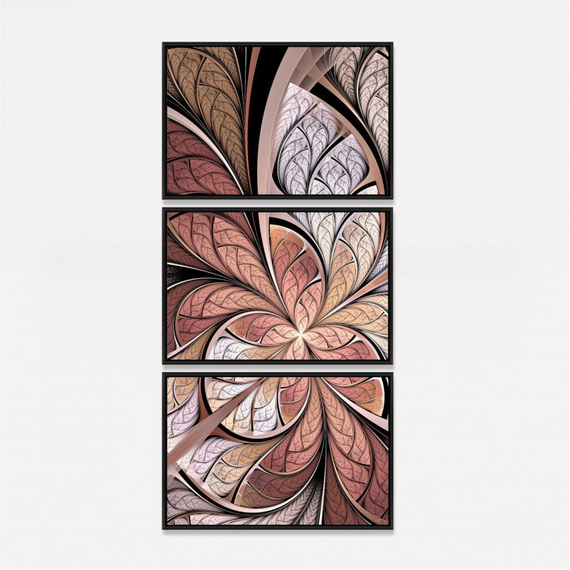 Quadro Abstrato Rose Moderno Fractal Vertical decorativo