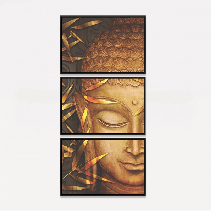 Quadro Buda em Dourado - Paz Meditação Budismo
