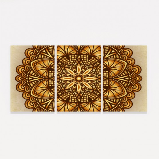 Quadro Decorativo Mandala Tons Dourados