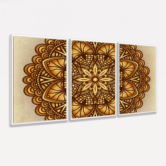 Quadro Decorativo Mandala Tons Dourados
