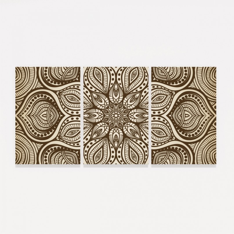 Quadro Decorativo Mandala Linhas em Marrom