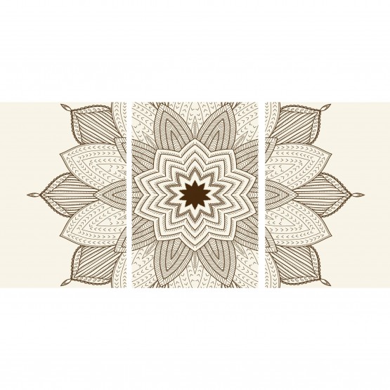 Quadro decorativo Abstrato Mandala Clean - 3 Peças