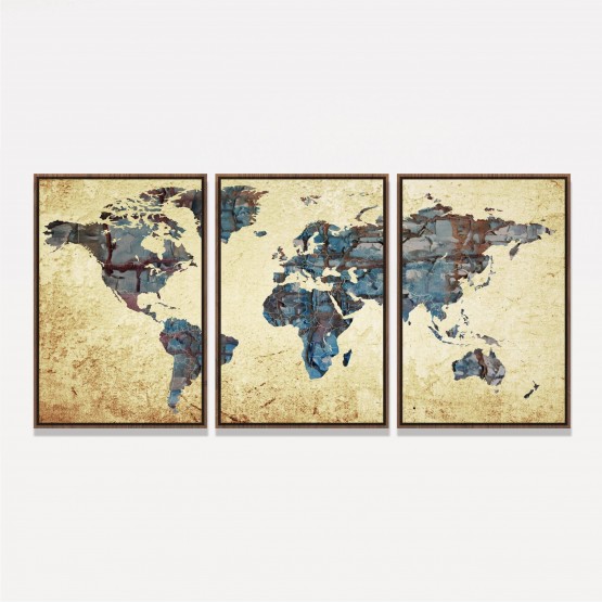 Quadro Mapa Mundi Arte Vintage Continentes