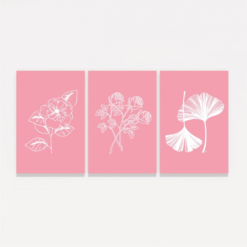 Kit de Molduras para Plantas Decorativas de Flores - Arte Floral Rosa