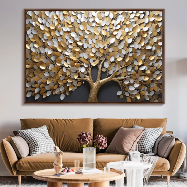 Quadro Árvore da Vida Tronco Dourado Luxo