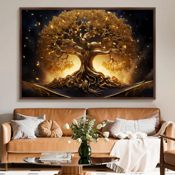 Quadro Árvore da Vida Esplendorosa Dourada Luxo