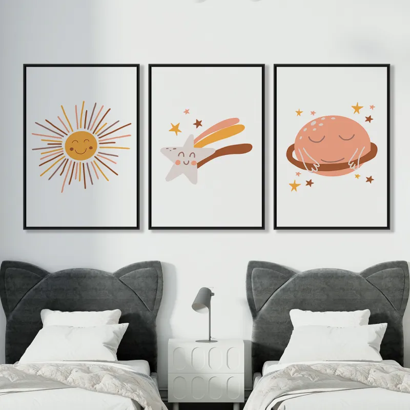 Quadro Trio Infantil Estrelas