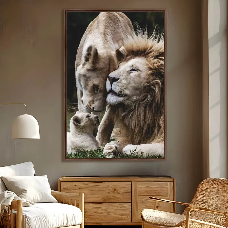 Quadro Leão Família Unida em Arte