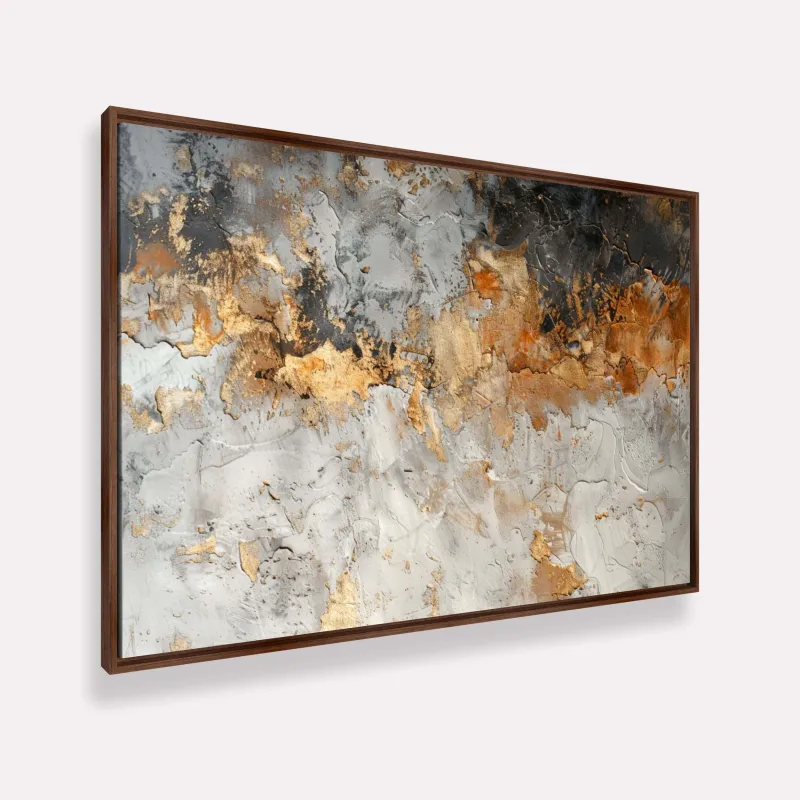 Quadro Abstrato Harmonia Metálica Cores Quentes