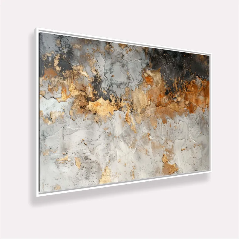 Quadro Abstrato Harmonia Metálica Cores Quentes