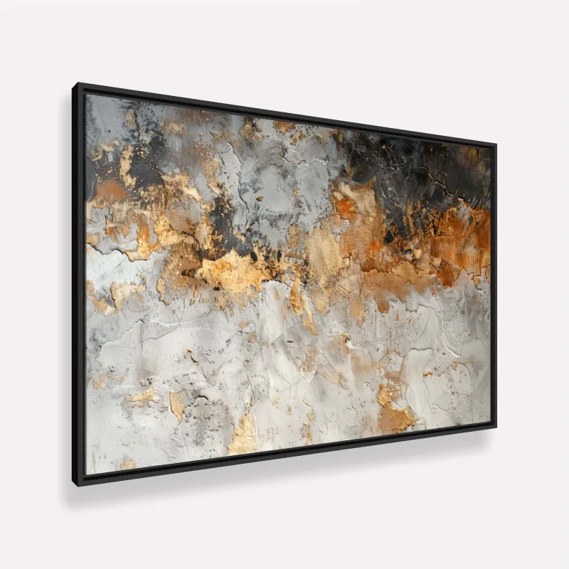 Quadro Abstrato Harmonia Metálica Cores Quentes