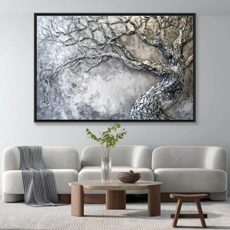 Quadro Árvore Abstrata Força e Elegância Relevo Metálico