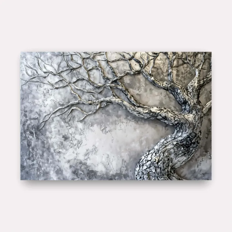 Quadro Árvore Abstrata Força e Elegância Relevo Metálico