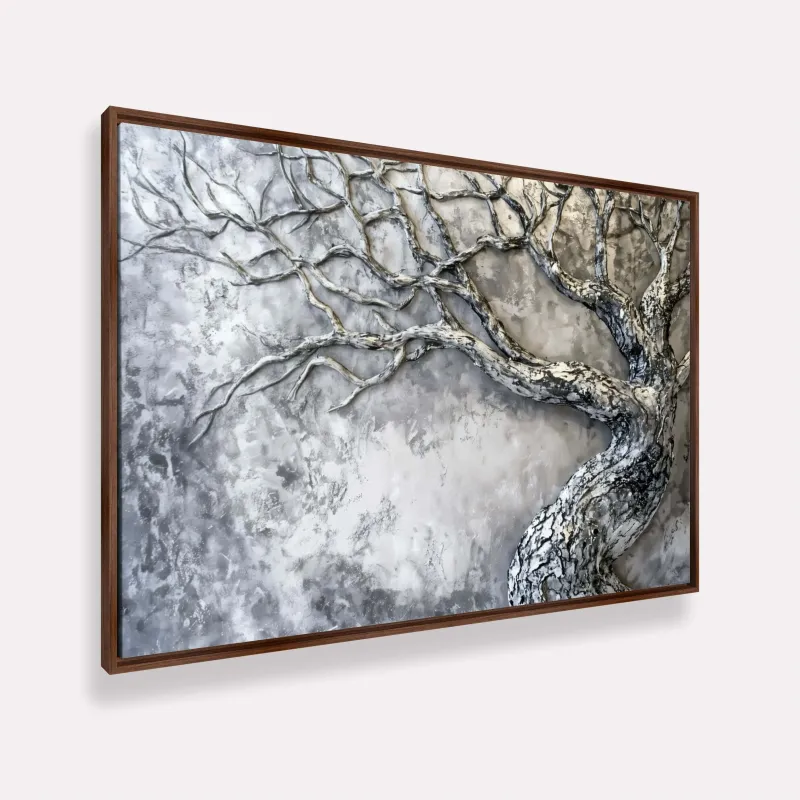 Quadro Árvore Abstrata Força e Elegância Relevo Metálico