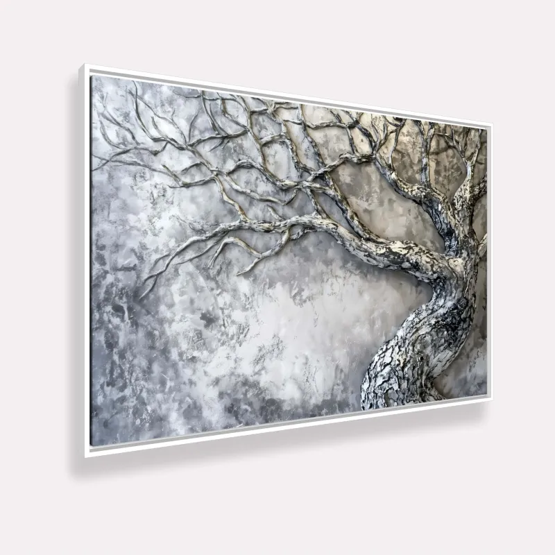 Quadro Árvore Abstrata Força e Elegância Relevo Metálico