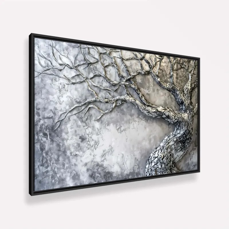 Quadro Árvore Abstrata Força e Elegância Relevo Metálico