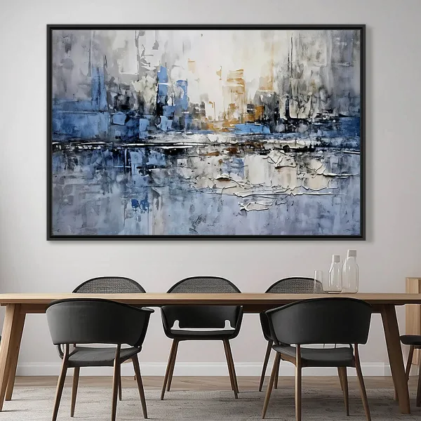 Quadro Composição Abstrata Moderno Detalhes Azul
