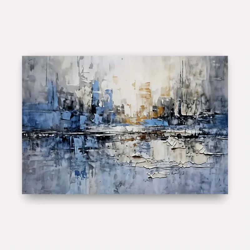 Quadro Composição Abstrata Moderno Detalhes Azul