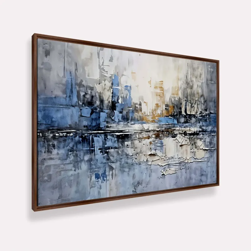 Quadro Composição Abstrata Moderno Detalhes Azul