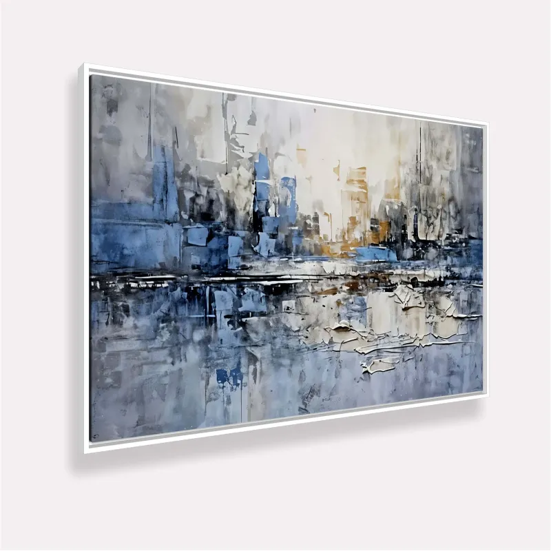 Quadro Composição Abstrata Moderno Detalhes Azul
