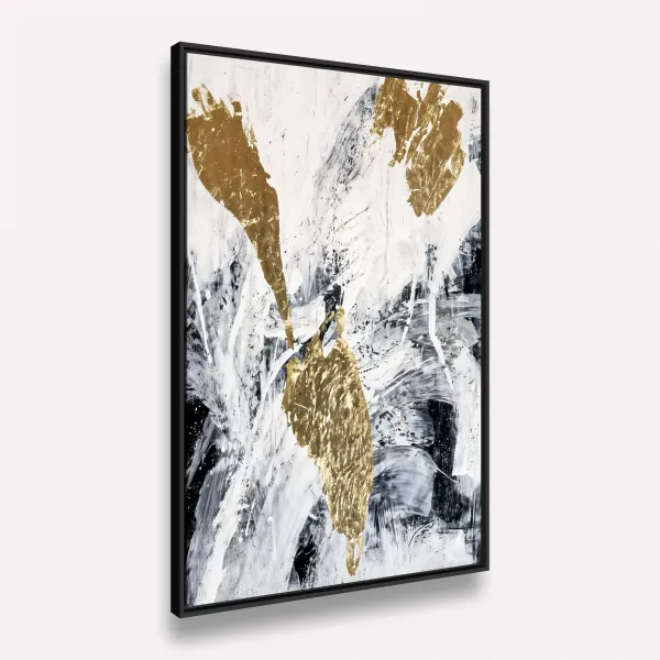 Quadro Elegância Abstrata em Preto Branco e Ouro