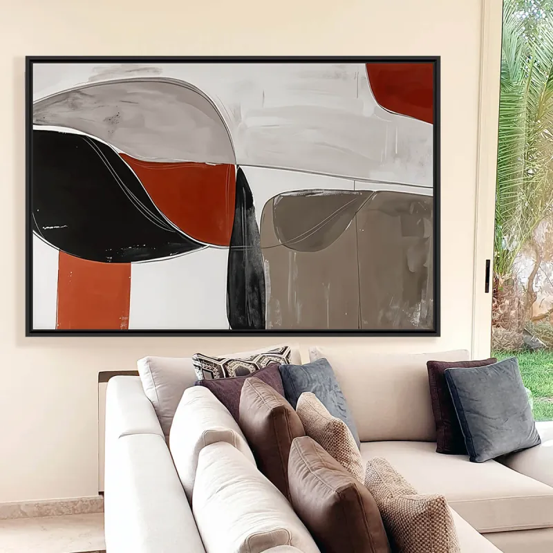 Quadro Formas Abstratas Harmonia de Cores Neutras e Terrosas
