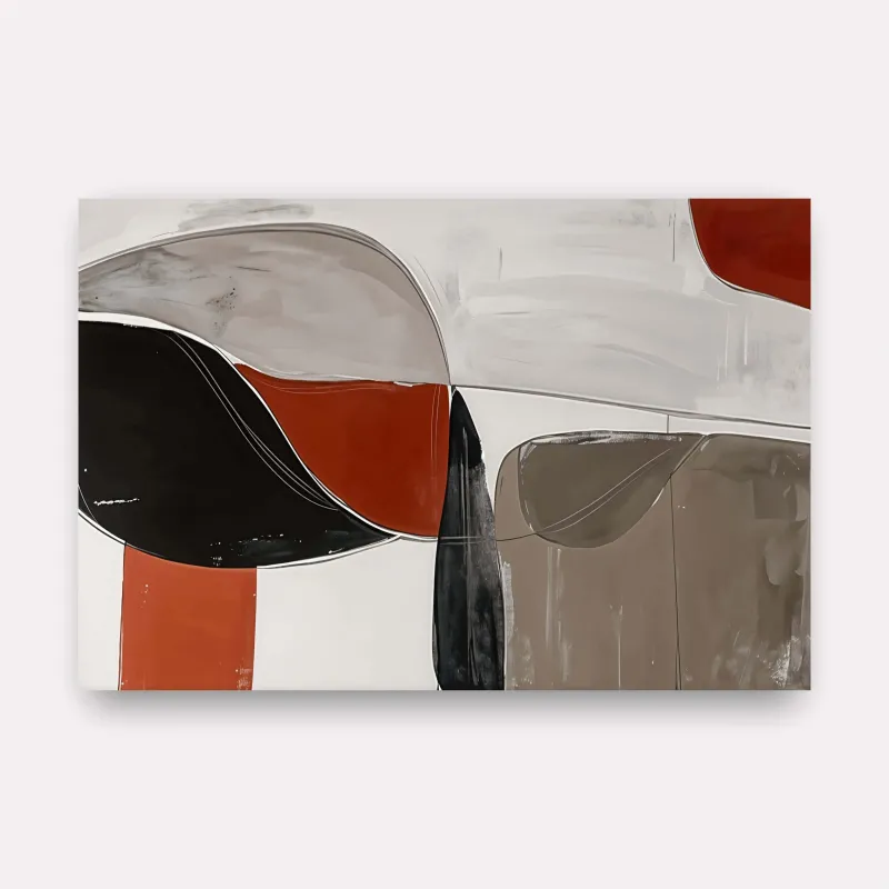 Quadro Formas Abstratas Harmonia de Cores Neutras e Terrosas