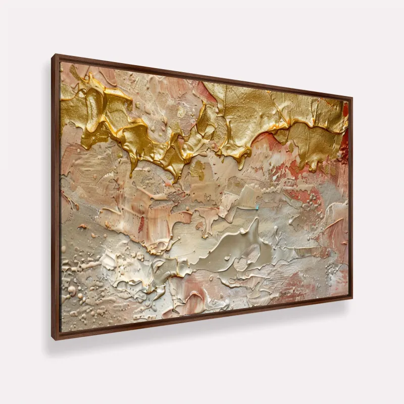 Quadro Texturas Abstratas Preciosas Cores Douradas e Cálidas
