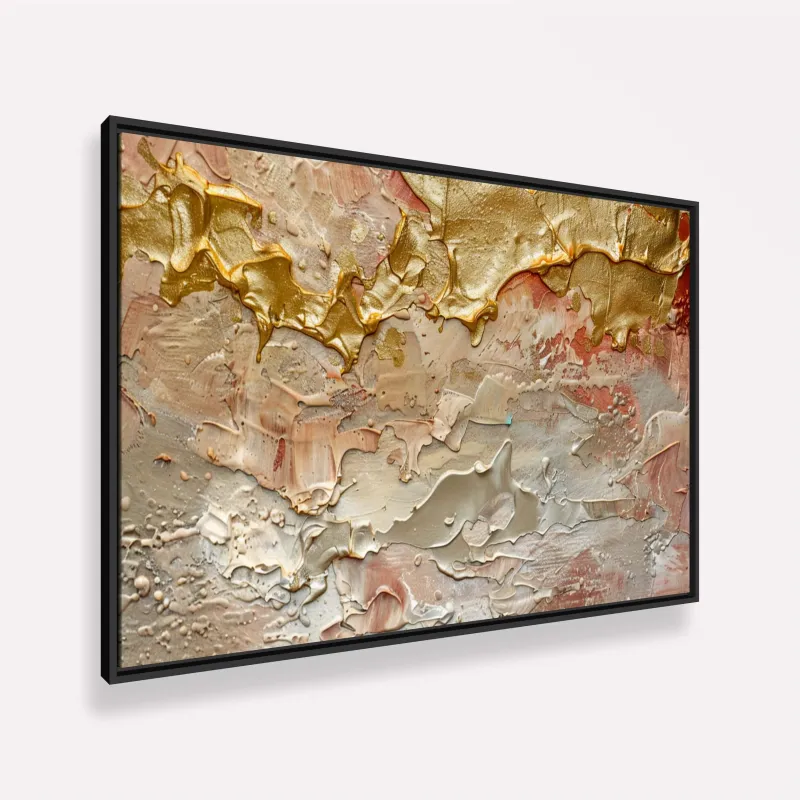 Quadro Texturas Abstratas Preciosas Cores Douradas e Cálidas