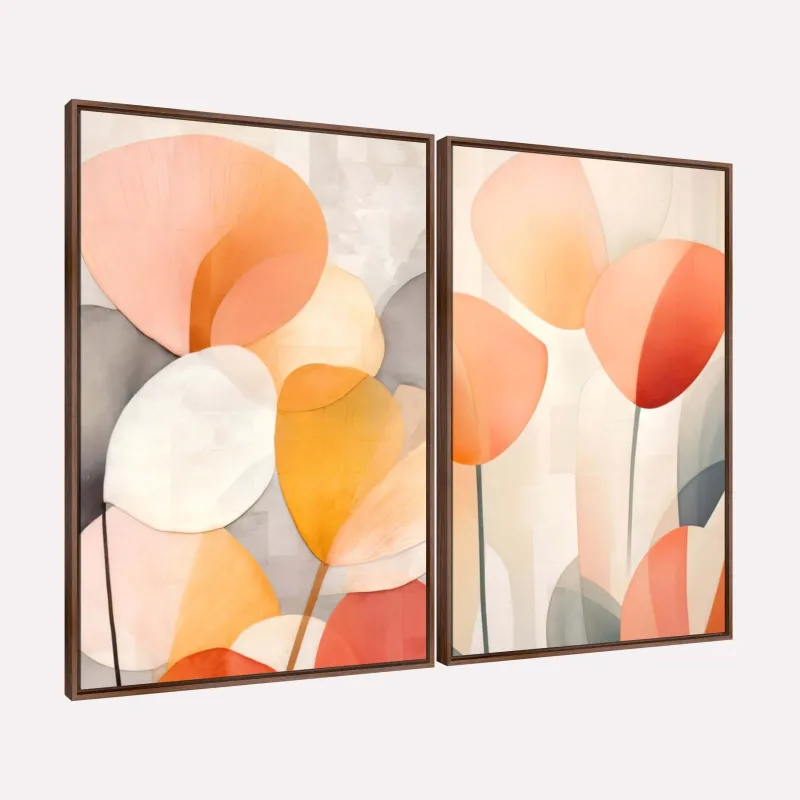 Quadro Formas Florais Tropicais Abstrato Artístico
