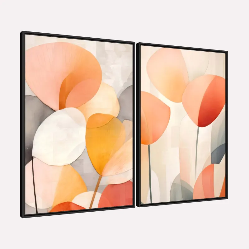 Quadro Formas Florais Tropicais Abstrato Artístico
