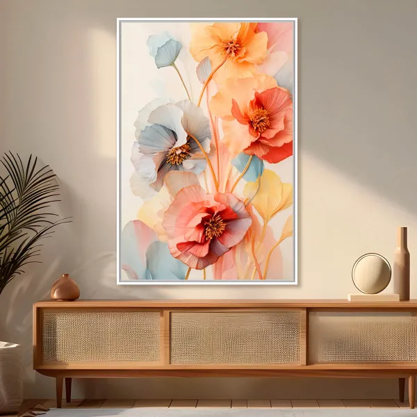 Quadro Ramo Floral Colorido Pintura Artístico