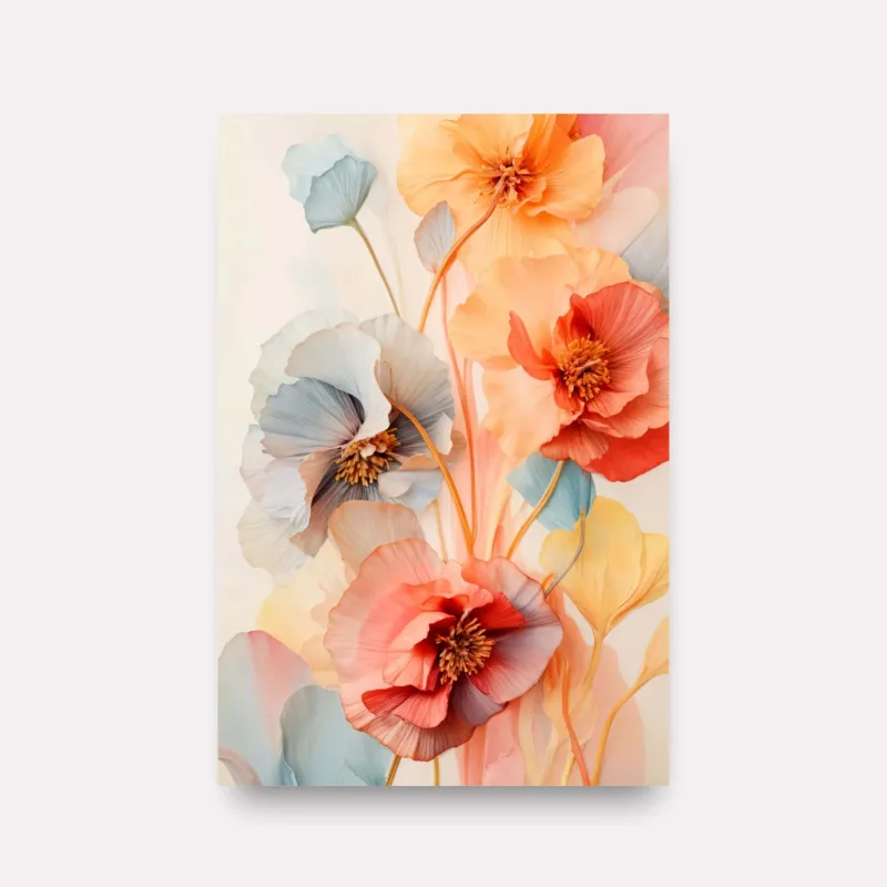 Quadro Ramo Floral Colorido Pintura Artístico