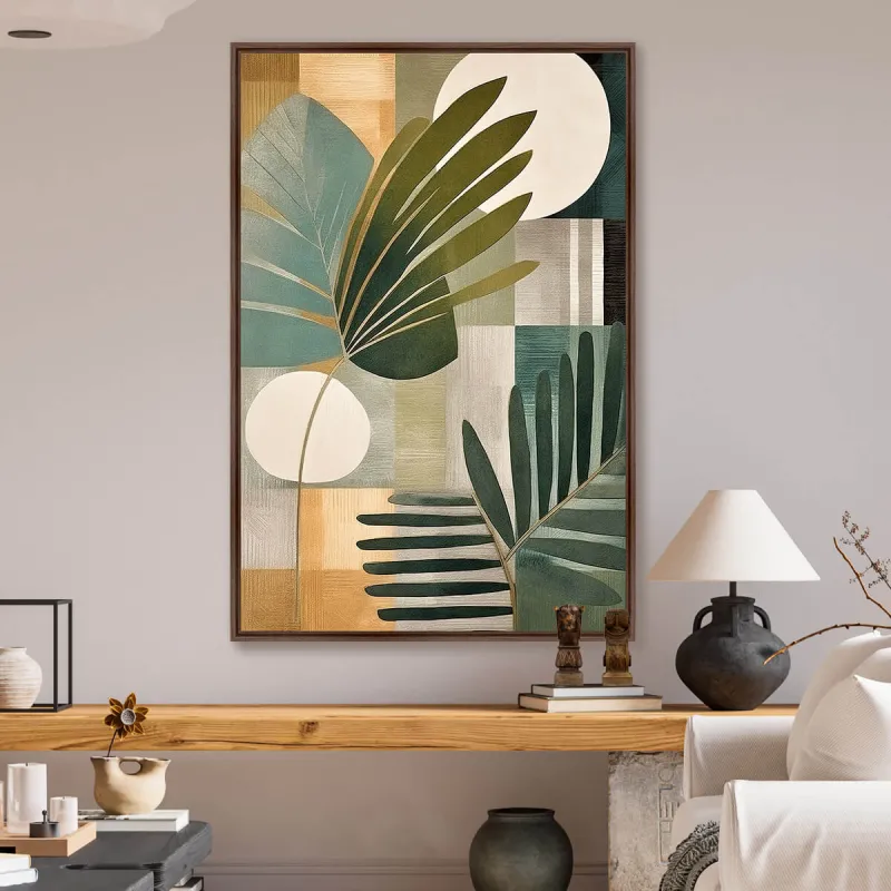 Quadro Folhagem Plantas Aquarela Moderna Cores Suaves