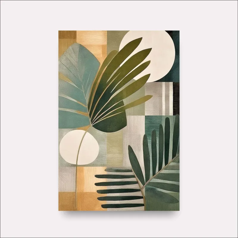Quadro Folhagem Plantas Aquarela Moderna Cores Suaves