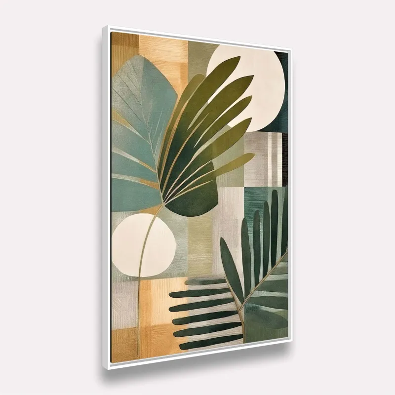 Quadro Folhagem Plantas Aquarela Moderna Cores Suaves
