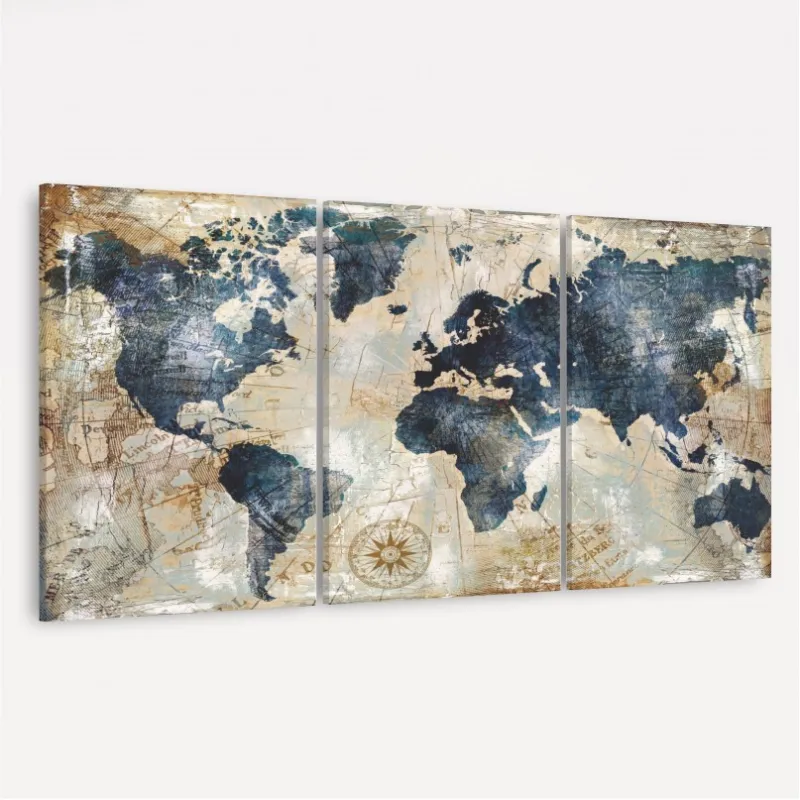 Quadro Mapa Mundi Vintage Envelhecido