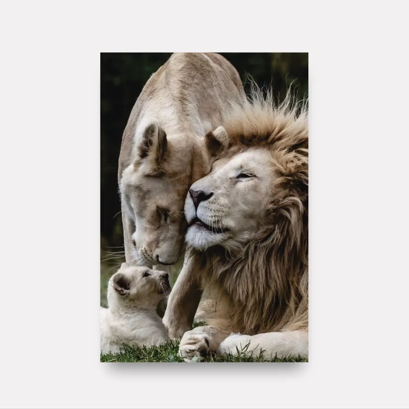 Quadro Leão Família Unida em Arte