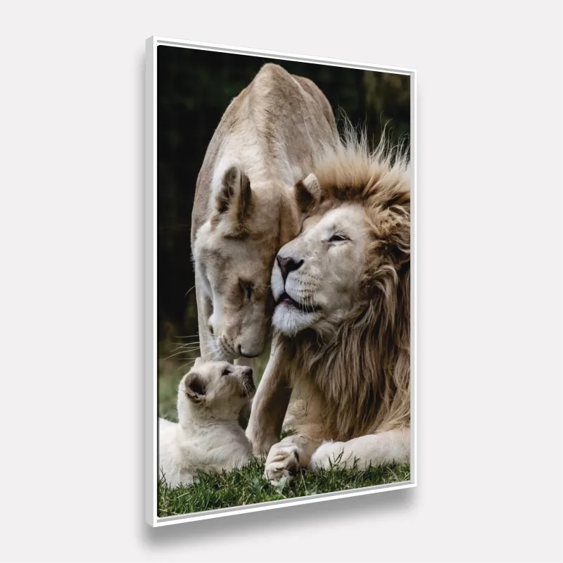 Quadro Leão Família Unida em Arte