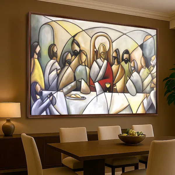 Quadro Santa Ceia Arte Moderna Mosaico