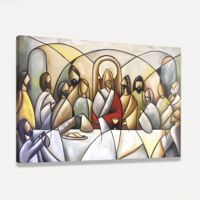 Quadro Santa Ceia Arte Moderna Mosaico